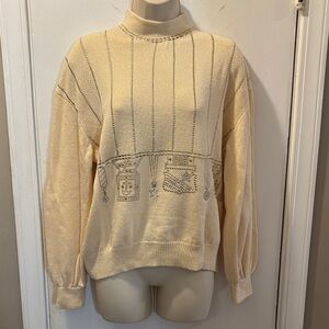 Vintage St John Sportswear Marie Gray Medium ivory sweater Santana Knit 26-013-1